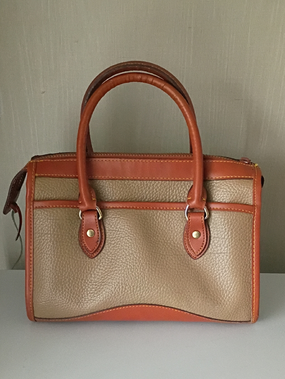 Vintage Dooney & Bourke All-Weather Pebbled Two-Tone Leather Satchel - Picture 4 of 15